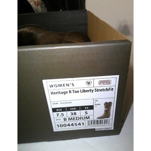 New NWT NIB Womens 7.5 Ariat Boot Western Distressed Heritage Liberty Leather - Picture 9 of 9